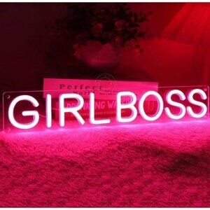 Lovely Bright Vivid Pink Girl Boss LED Night Light Room Wall Decor